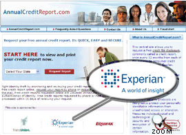 AnnualCreditReport.com home page showing Experian logo