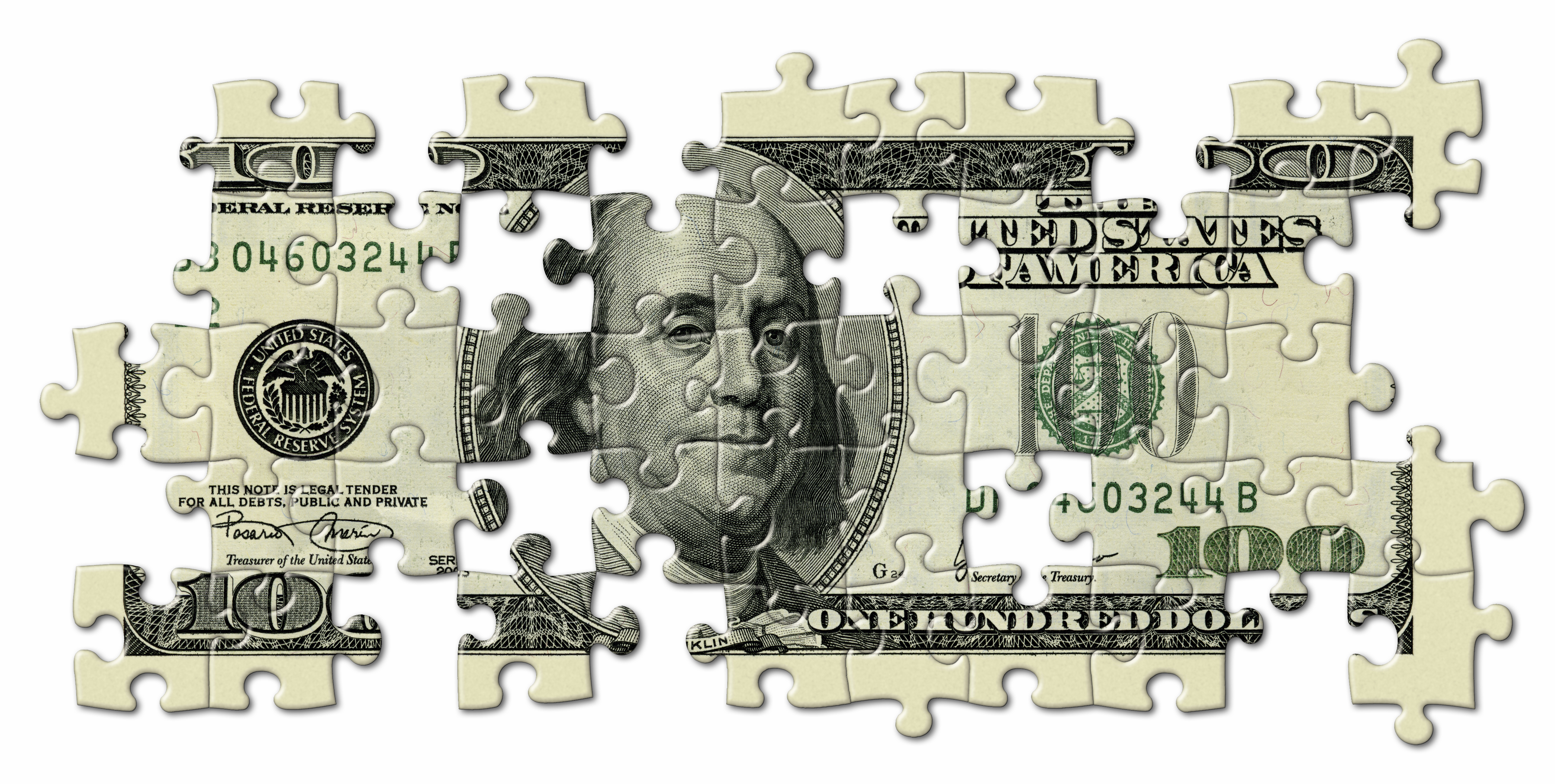 A One Hundred Dollar Bill Jigsaw Puzzle