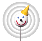 Jack in the Box antenna ball with wireless signals radiating outward.