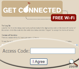 The login page for Jack in the Box Wi-Fi