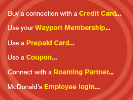 Screenshot of McDonald's Wi-Fi Connection Options page.