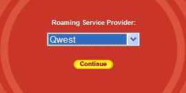 Screenshot of McDonald's Wi-Fi 'Roaming Service Provider' page with Qwest selected.