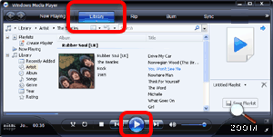 The Library Screen of Windows Media Player Windows Media Player Showing the Library tab selected