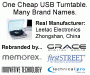 Flyer reads 'One Cheap USB Turntable. Many Brand Names.' PDF version available.